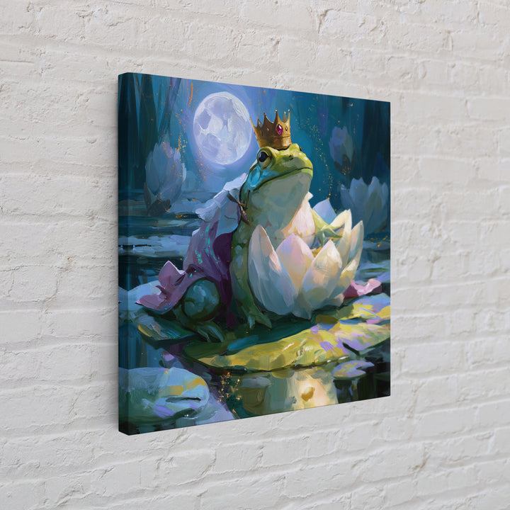Frog Prince on a Lily Pad Canvas Print, Fairy Tale Art, Gallery Decor, Living Room Decor, Fine Art, Storybook, Wall Art, FTA-1x1-59