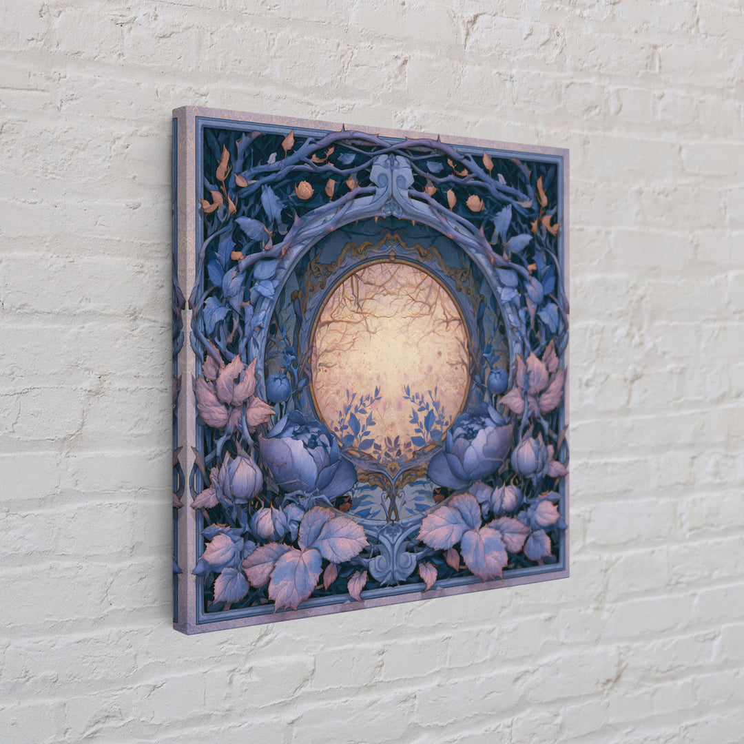 Magic Mirror Framed by Vines and Thorns Framed Canvas Print, Fairy Tale Art, Boho Decor, Living Room Decor, Oil Painting, FTA-1x1-61