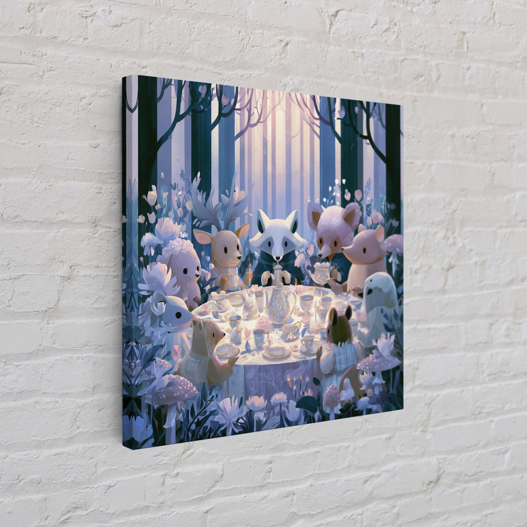 Woodland Tea Party Framed Canvas Print, Fairy Tale Art, Modern Decor, Living Room Decor, Fine Art, Storybook, Wall Decor, FTA-1x1-67