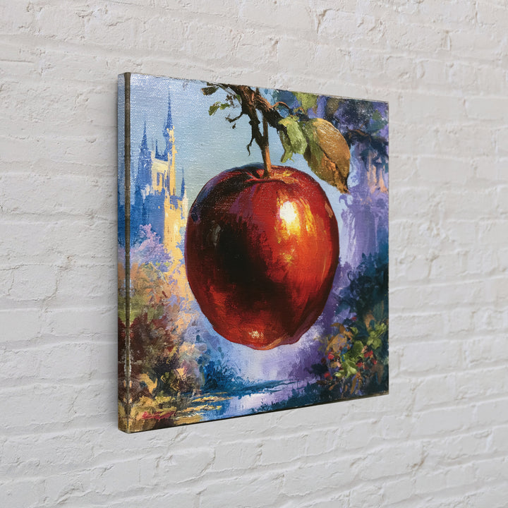 Enchanted Apple with Deep Red Shine Framed Canvas Print, Fairy Tale Art, Dark Art, Living Room Decor, Fine Art, Storybook, FTA-1x1-68