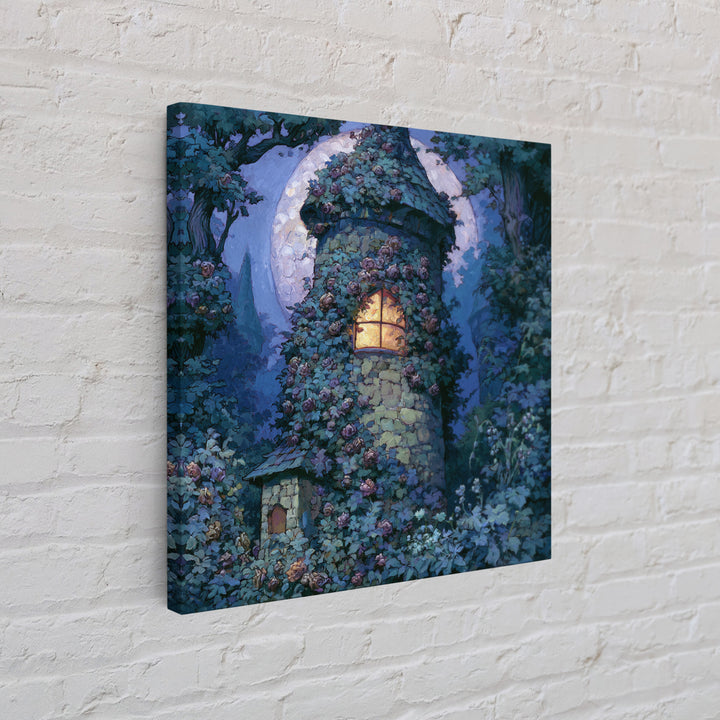 Rose Covered Tower Canvas Print, Fairy Tale Art, Neutral Decor, Living Room Decor, Fine Art, Storybook, Home Decor, Wall Decor, FTA-1x1-90
