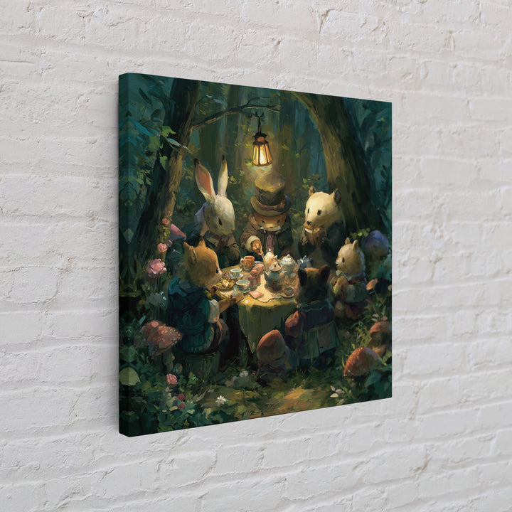 Woodland Tea Party Canvas Print, Fairy Tale Art, Room Decor, Living Room Decor, Storybook, Original Art, Nursery Wall Art, FTA-1x1-91