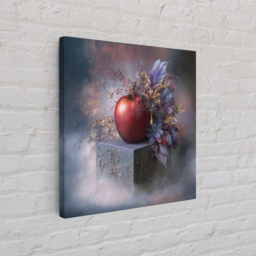 Enchanted Apple with Deep Red Shine Canvas Print, Fairy Tale Art, Fairy Art, Living Room Decor, Fine Art, Storybook, FTA-1x1-92