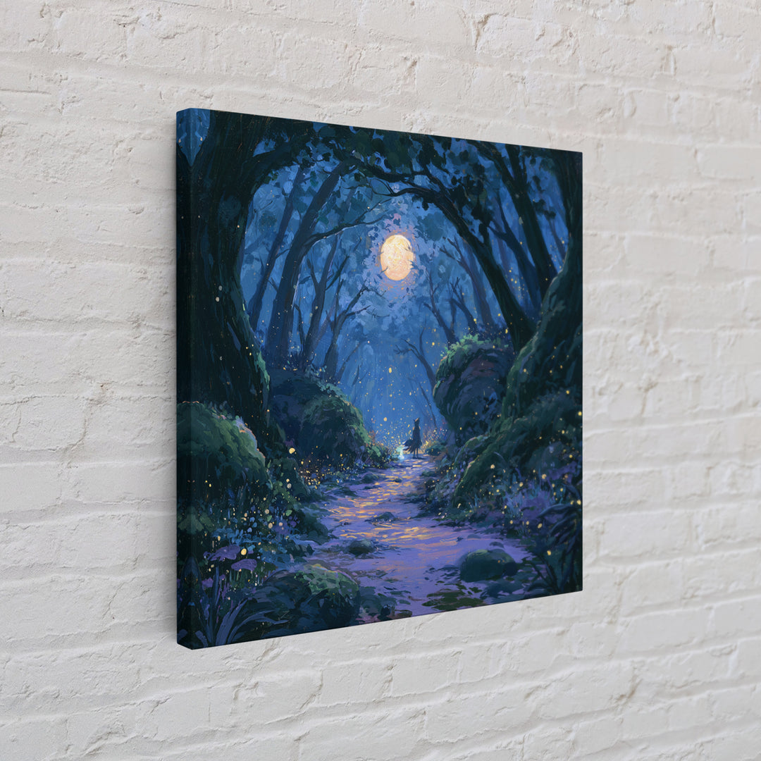Enchanted Forest Path Glowing Canvas Print, Fairy Tale Art, Art Deco, Living Room Decor, Fine Art, Storybook, Whimsical Art, FTA-1x1-97