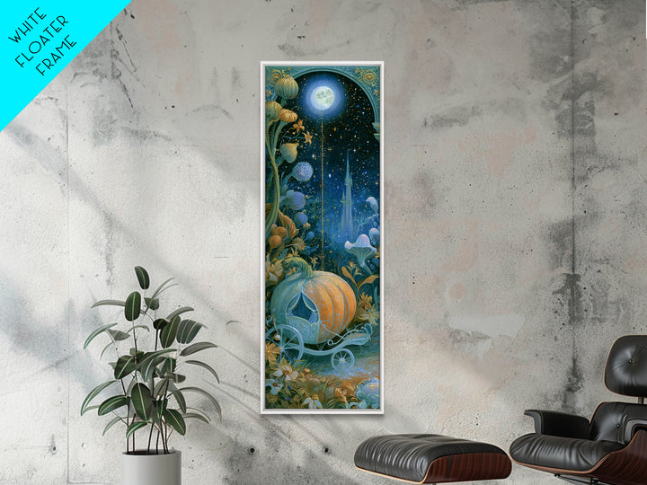 Pumpkin Carriage under Midnight Sky Canvas Print, Fairy Tale Art, Mixed Media Art, Living Room Decor, Fine Art, Storybook, FTA-1x3-100