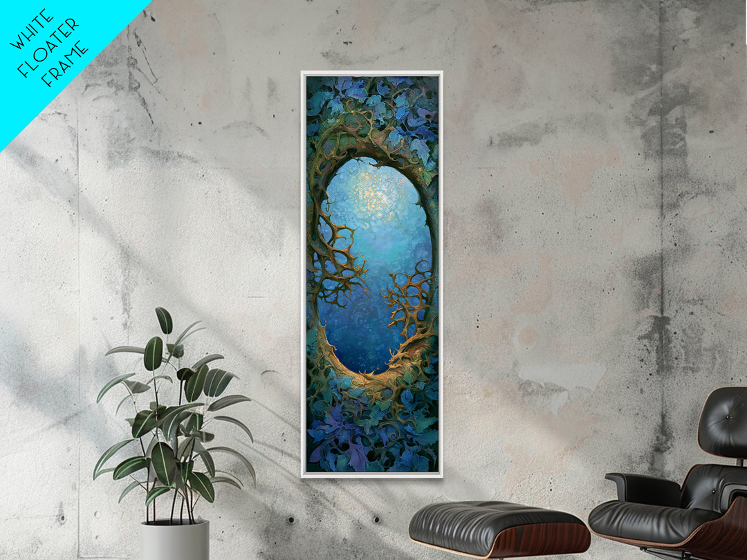 Magic Mirror Framed by Vines and Thorns Canvas Print, Fairy Tale Art, Art Nouveau, Living Room Decor, Fine Art, Storybook, FTA-1x3-25