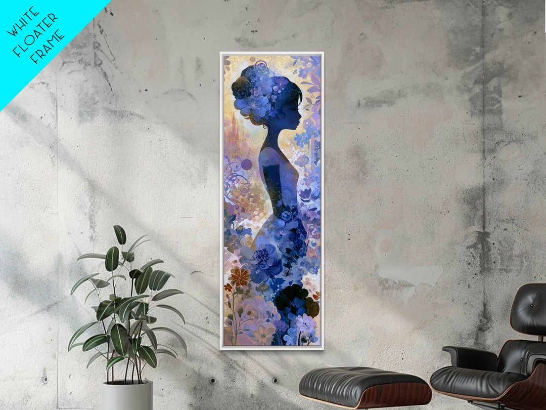 Princess Silhouette with Moonlit Garden Flowers Canvas Print, Fairy Tale Art, Printable Art, Living Room Decor, Oil Painting, FTA-1x3-40