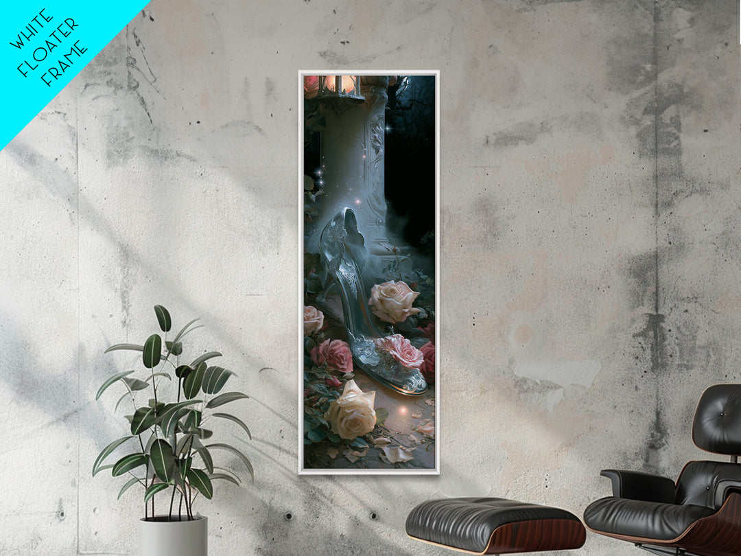 Glass Slipper Still Life Canvas Print, Fairy Tale Art, Neutral Decor, Living Room Decor, Fine Art, Storybook, Home Decor, FTA-1x3-42