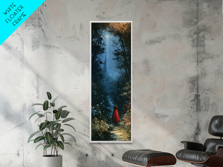 Red Cloak Figure Walking Through Dark Woods Canvas Print, Fairy Tale Art, Original Art, Living Room Decor, Fine Art, Storybook, FTA-1x3-44