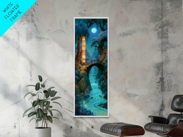 Lantern Lit Bridge Canvas Print, Fairy Tale Art, Dark Art, Living Room Decor, Fine Art, Storybook, Statement Artwork, FTA-1x3-59
