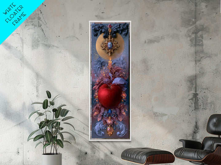 Enchanted Apple with Deep Red Shine Framed Canvas Print, Fairy Tale Art, Dark Art, Living Room Decor, Fine Art, Storybook, FTA-1x3-80