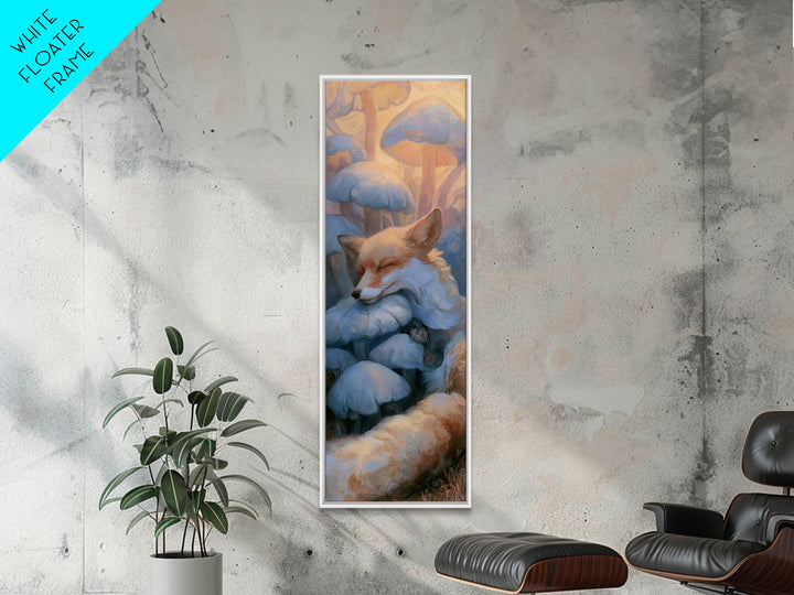 Sleeping Fox Beside a Magical Mushroom Ring Canvas Print, Fairy Tale Art, Statement Artwork, Living Room Decor, Storybook, FTA-1x3-87