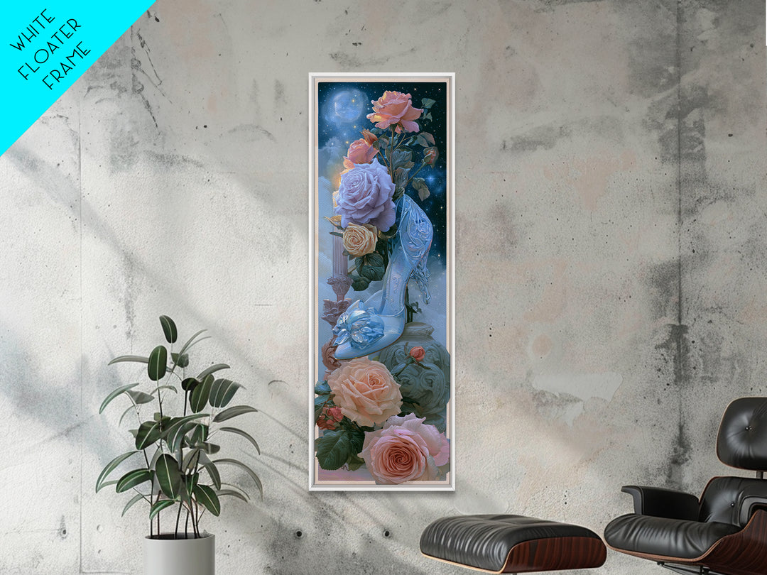Glass Slipper Still Life Canvas Print, Fairy Tale Art, Wall Art, Living Room Decor, Oil Painting, Storybook, Printable Art, FTA-1x3-90