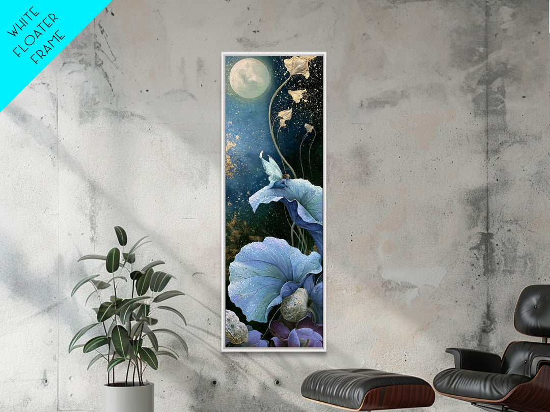 Tiny Fairy Resting on a Dew Covered Framed Canvas Print, Fairy Tale Art, Boho Decor, Living Room Decor, Fine Art, Storybook, FTA-1x3-91