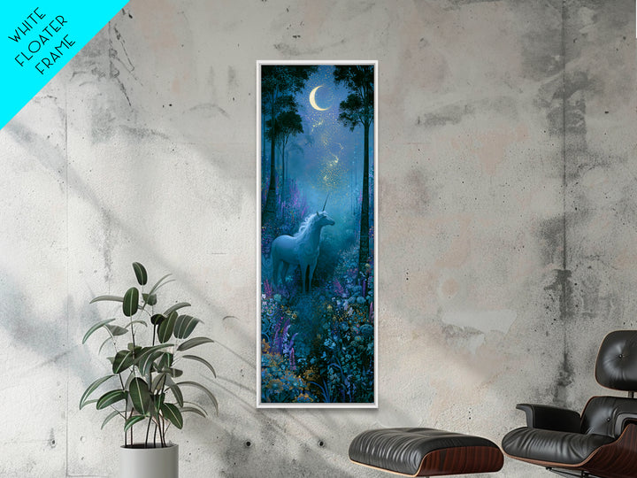 Unicorn in a Moonlit Meadow Canvas Print, Fairy Tale Art, Room Decor, Living Room Decor, Fine Art, Storybook, Original Art, FTA-1x3-94