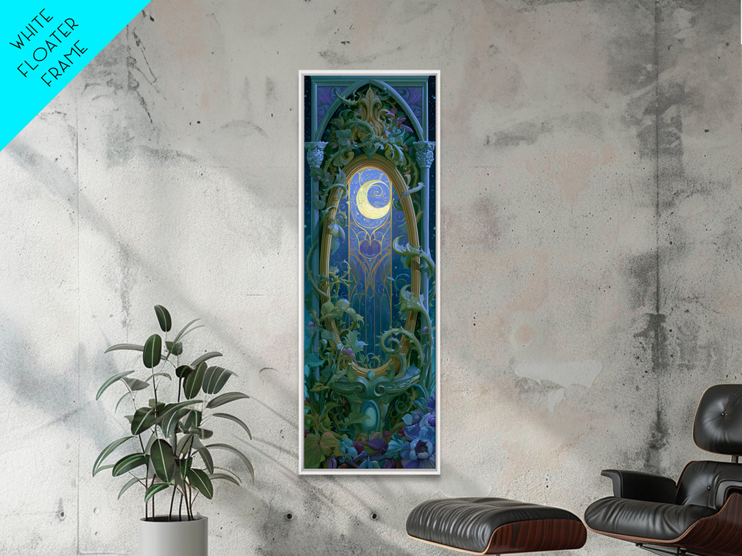 Magic Mirror Framed by Vines and Thorns Canvas Print, Fairy Tale Art, Boho Decor, Living Room Decor, Oil Painting, Storybook, FTA-1x3-97