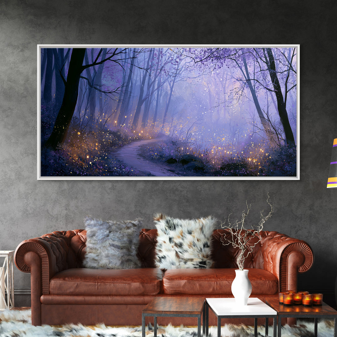 Enchanted Forest Path Glowing Canvas Print, Fairy Tale Art, Art Deco, Living Room Decor, Fine Art, Storybook, Whimsical Art, FTA-2x1-21