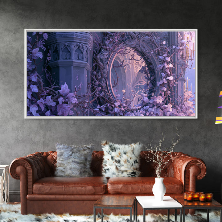 Magic Mirror Framed by Vines and Thorns Framed Canvas Print, Fairy Tale Art, Art Prints, Living Room Decor, Fine Art, Storybook, FTA-2x1-33