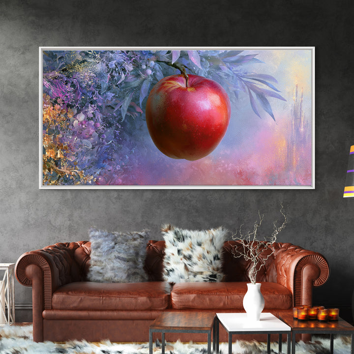 Enchanted Apple with Deep Red Shine Canvas Print, Fairy Tale Art, Original Art, Living Room Decor, Fine Art, Storybook, FTA-2x1-64