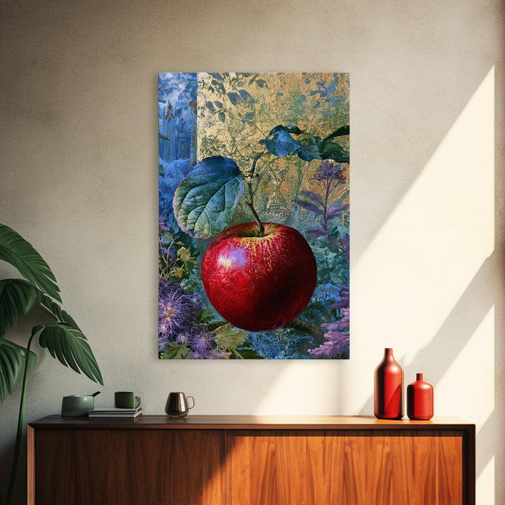 Enchanted Apple with Deep Red Shine Framed Canvas Print, Fairy Tale Art, Art Print, Living Room Decor, Fine Art, Storybook, FTA-2x3-100