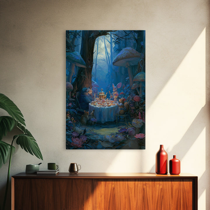 Woodland Tea Party Framed Canvas Print, Fairy Tale Art, Room Decor, Living Room Decor, Fine Art, Storybook, Original Art, FTA-2x3-3