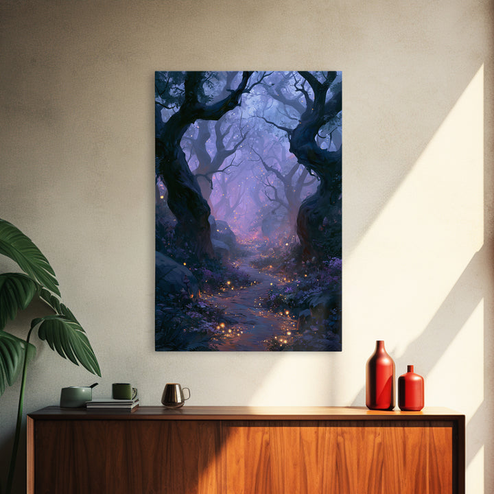 Enchanted Forest Path Glowing Canvas Print, Fairy Tale Art, Princess Wall Art, Living Room Decor, Fine Art, Storybook, FTA-2x3-81