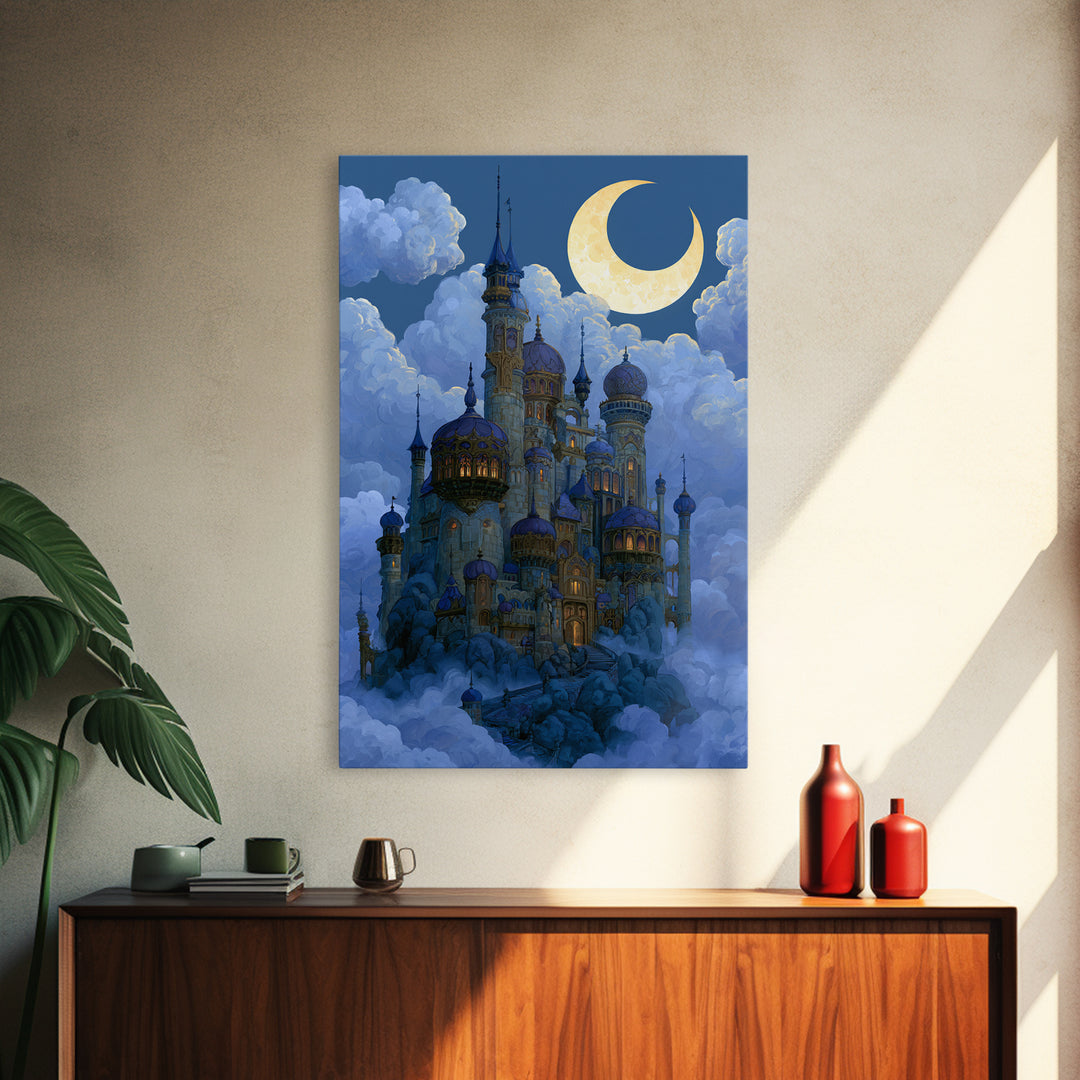 Storybook Castle on a Misty Hill Canvas Print, Fairy Tale Art, Canvas Wall Art, Living Room Decor, Fine Art, Storybook, FTA-2x3-82