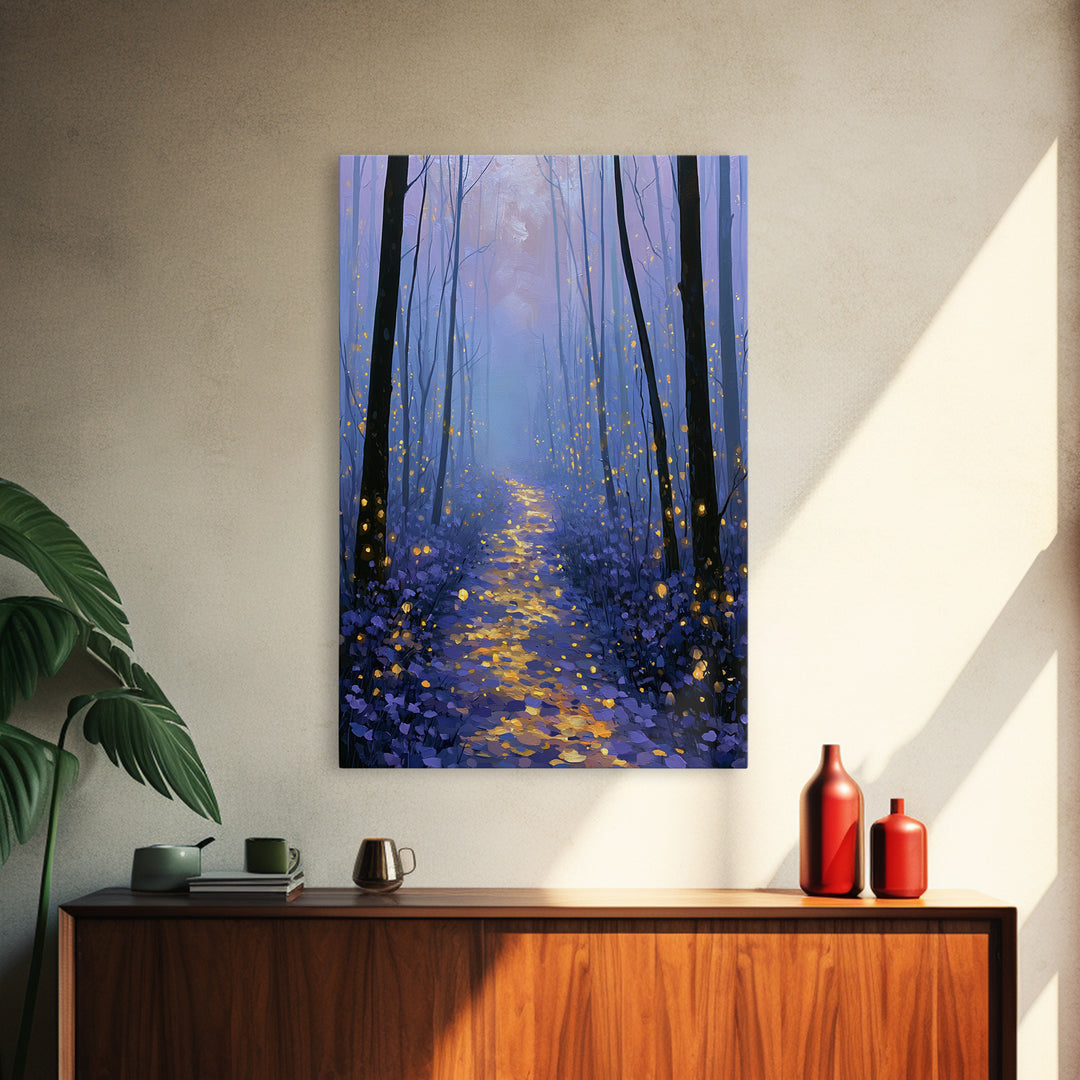 Enchanted Forest Path Glowing Canvas Print, Fairy Tale Art, Art Nouveau, Living Room Decor, Fine Art, Storybook, Dark Art, FTA-2x3-9