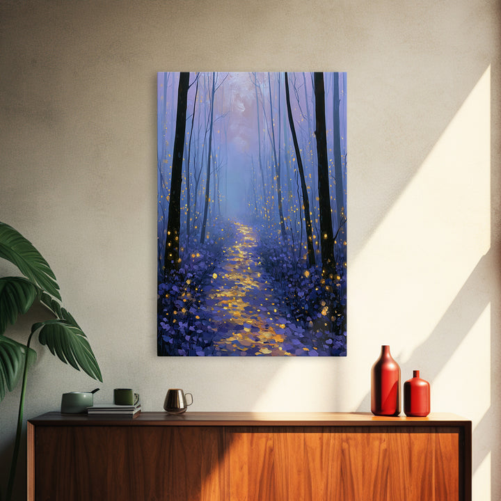 Enchanted Forest Path Glowing Canvas Print, Fairy Tale Art, Art Nouveau, Living Room Decor, Fine Art, Storybook, Dark Art, FTA-2x3-9