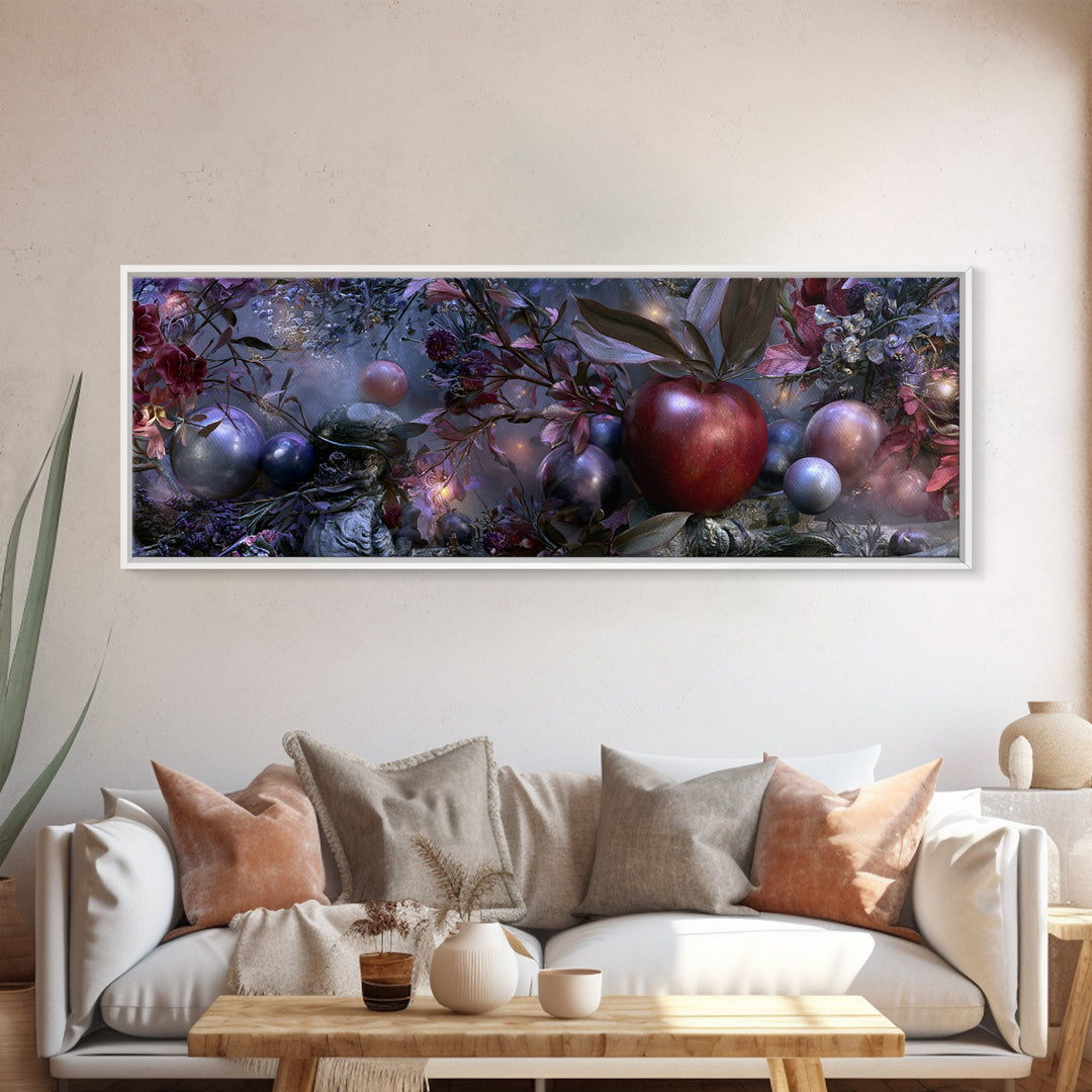 Enchanted Apple with Deep Red Shine Canvas Print, Fairy Tale Art, Gallery Decor, Living Room Decor, Fine Art, Storybook, FTA-3x1-36