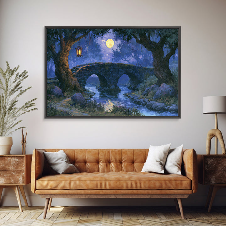 Lantern Lit Bridge Canvas Print, Fairy Tale Art, Whimsical Wall Art, Living Room Decor, Fine Art, Storybook, Luxury Decor, FTA-3x2-3
