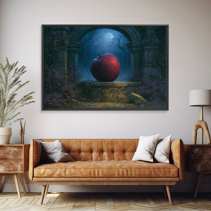 Enchanted Apple with Deep Red Shine Canvas Print, Fairy Tale Art, Contemporary Art, Living Room Decor, Fine Art, Storybook, FTA-3x2-72