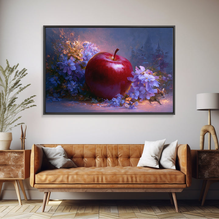 Enchanted Apple with Deep Red Shine Framed Canvas Print, Fairy Tale Art, Art Print, Living Room Decor, Fine Art, Storybook, FTA-3x2-96