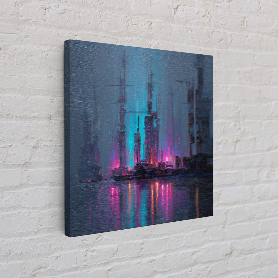 Bioluminescent Garden in a Future Habitat Framed Canvas Print, Futuristic Art, Modern Wall Decor, Living Room Decor, Future, FUT-1x1-100