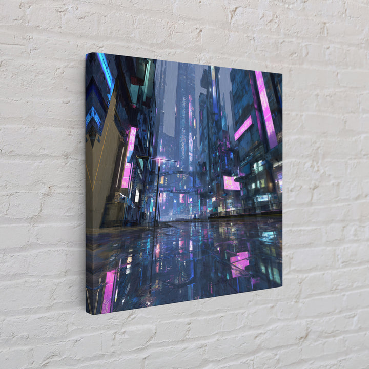 White and Blue Utopian Megastructure Framed Canvas Print, Futuristic Art, Room Decor, Living Room Decor, Fine Art, Future, FUT-1x1-12