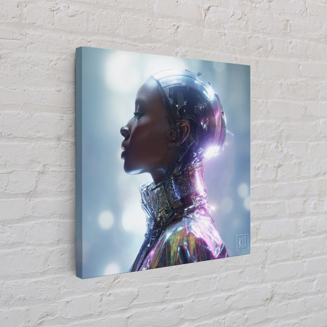 Futuristic Fashion Portrait Framed Canvas Print, Futuristic Art, Ai Art, Living Room Decor, Fine Art, Future, Digital Poster, FUT-1x1-33