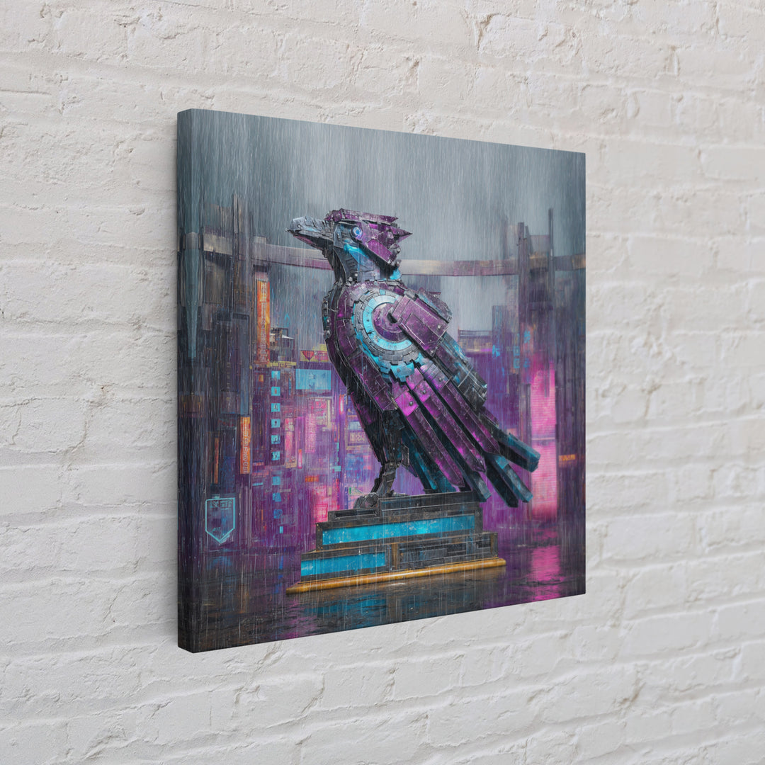Futurist Bird Made of Panels and Light Framed Canvas Print, Futuristic Art, Statement Artwork, Living Room Decor, Future, FUT-1x1-46