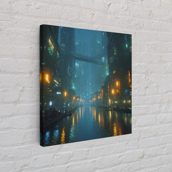 Orbital City Ring Around a Blue Planet Canvas Print, Futuristic Art, Wall Decor, Living Room Decor, Oil Painting, Future, FUT-1x1-82