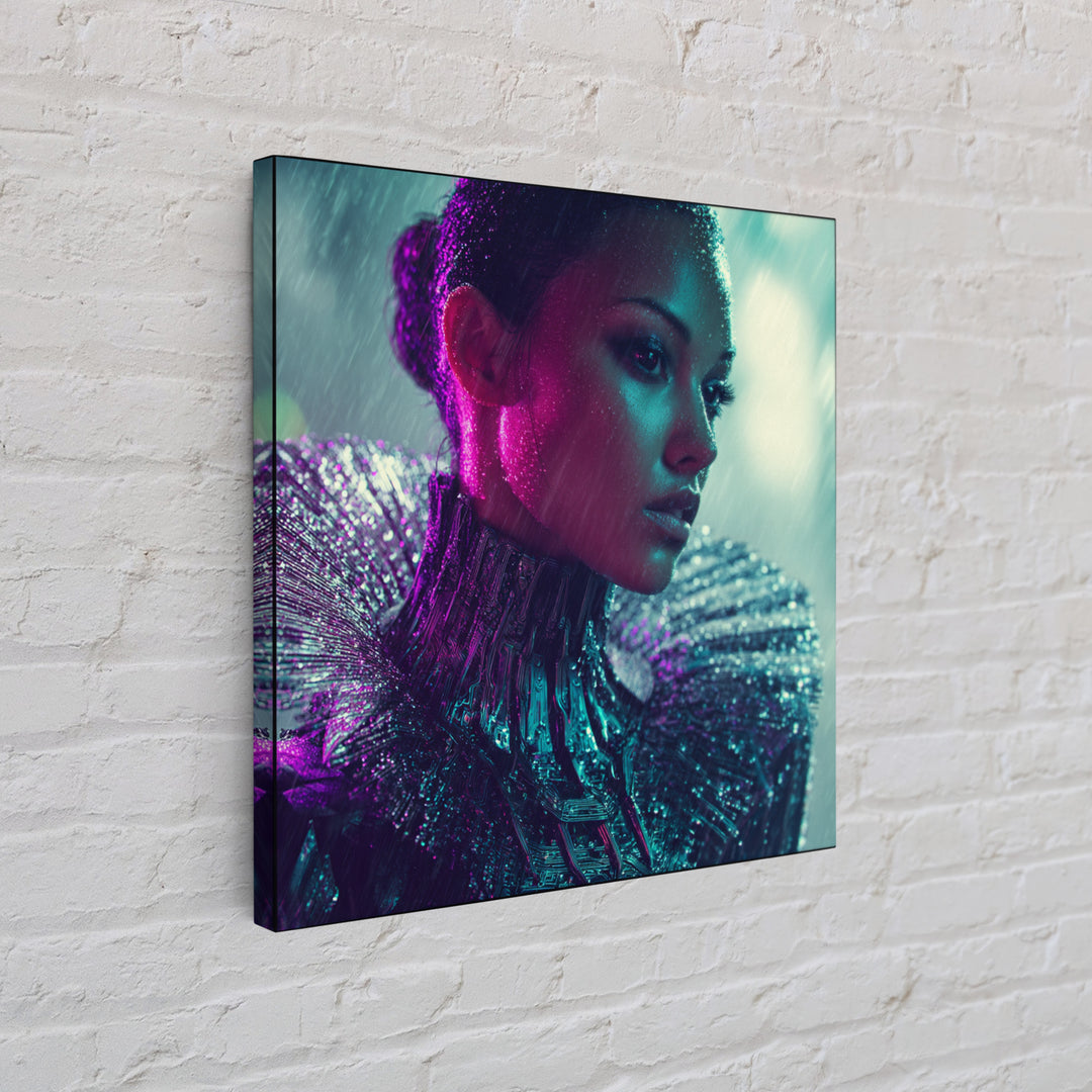 Futuristic Fashion Portrait Canvas Print, Futuristic Art, Digital Art, Living Room Decor, Future, Extra Large Wall Art, FUT-1x1-9