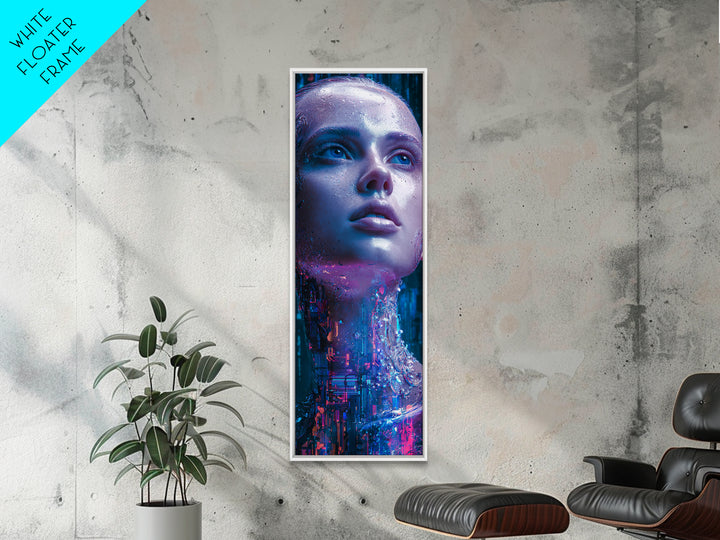 Holographic Flower Rendered Canvas Print, Futuristic Art, Wall Art, Living Room Decor, Oil Painting, Future, Printable Art, FUT-1x3-18