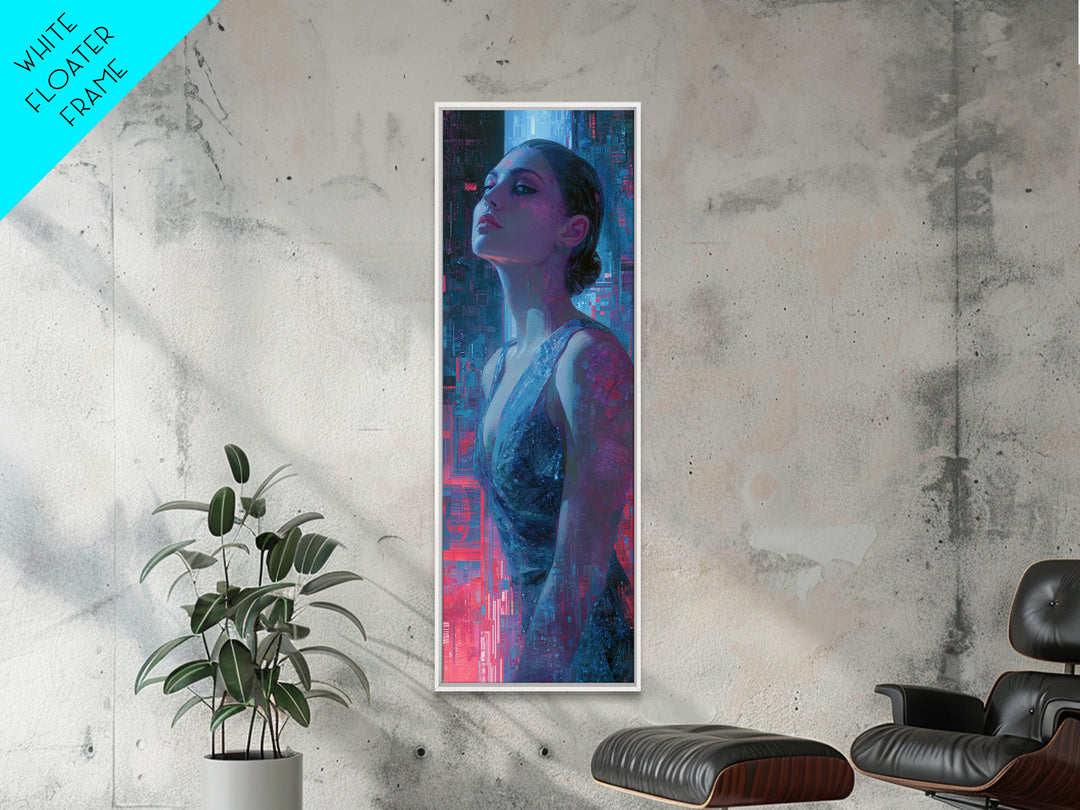 Bioluminescent Garden in a Future Habitat Canvas Print, Futuristic Art, Modern Wall Decor, Living Room Decor, Oil Painting, FUT-1x3-40
