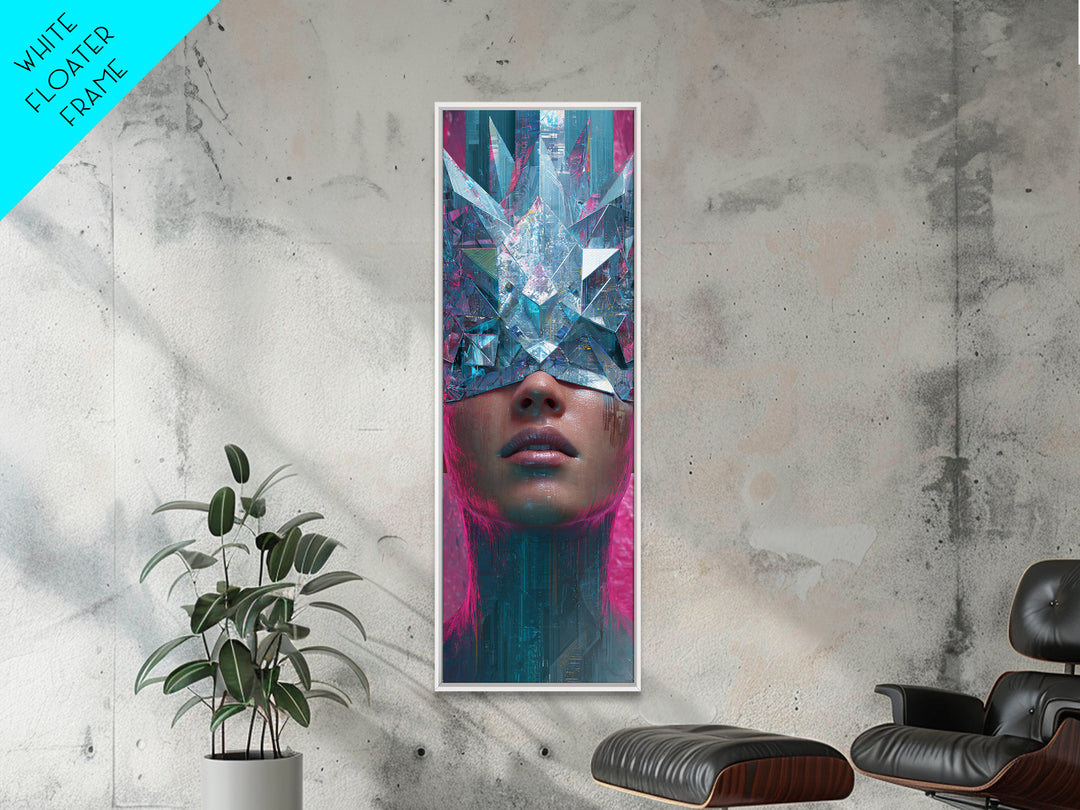 Ai Generated Mask Framed Canvas Print, Futuristic Art, Victorian Decor, Living Room Decor, Oil Painting, Future, FUT-1x3-52