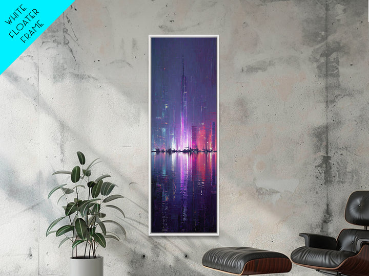 Floating Glass Architecture Above Reflective Water Canvas Print, Futuristic Art, Canvas Wall Art, Living Room Decor, Future, FUT-1x3-63