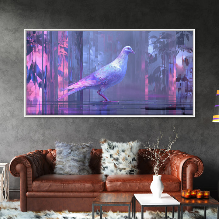 Futurist Bird Made of Panels and Light Framed Canvas Print, Futuristic Art, Digital Art, Living Room Decor, Fine Art, Future, FUT-2x1-42