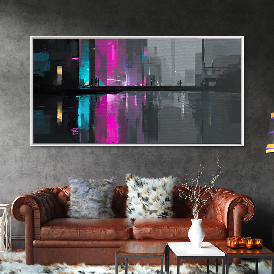 Smooth Titanium Shapes Framed Canvas Print, Futuristic Art, Unique Wall Art, Living Room Decor, Fine Art, Future, FUT-2x1-43