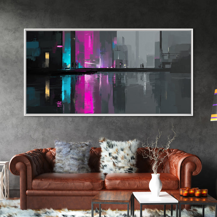 Smooth Titanium Shapes Framed Canvas Print, Futuristic Art, Unique Wall Art, Living Room Decor, Fine Art, Future, FUT-2x1-43