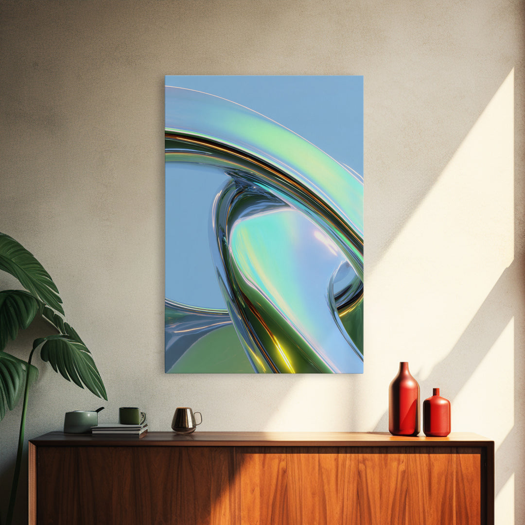 Chrome Abstract Sculpture Framed Canvas Print, Futuristic Art, Modern Wall Decor, Living Room Decor, Fine Art, Future, FUT-2x3-51