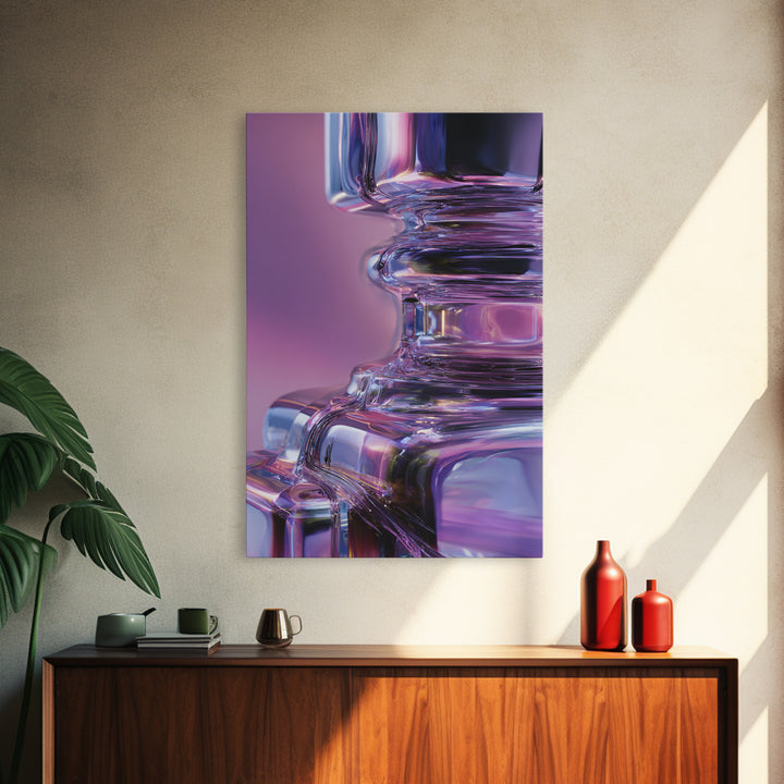Smooth Titanium Shapes Framed Canvas Print, Futuristic Art, Gallery Decor, Living Room Decor, Fine Art, Future, Wall Decor, FUT-2x3-55