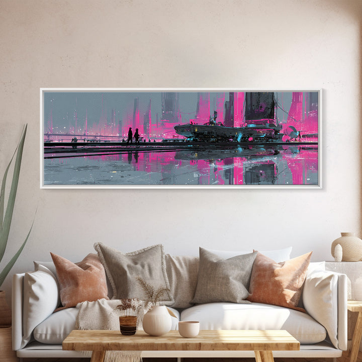 Future Ocean Lab Canvas Print, Futuristic Art, Digital Art, Living Room Decor, Fine Art, Future, Extra Large Wall Art, FUT-3x1-31