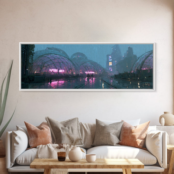 Futuristic Botanical Greenhouse Canvas Print, Futuristic Art, Steampunk Decor, Living Room Decor, Future, Fine Art Print, FUT-3x1-34
